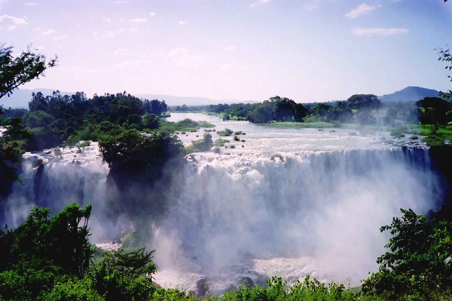 Water cascading over the Blue Nile Falls escarpment