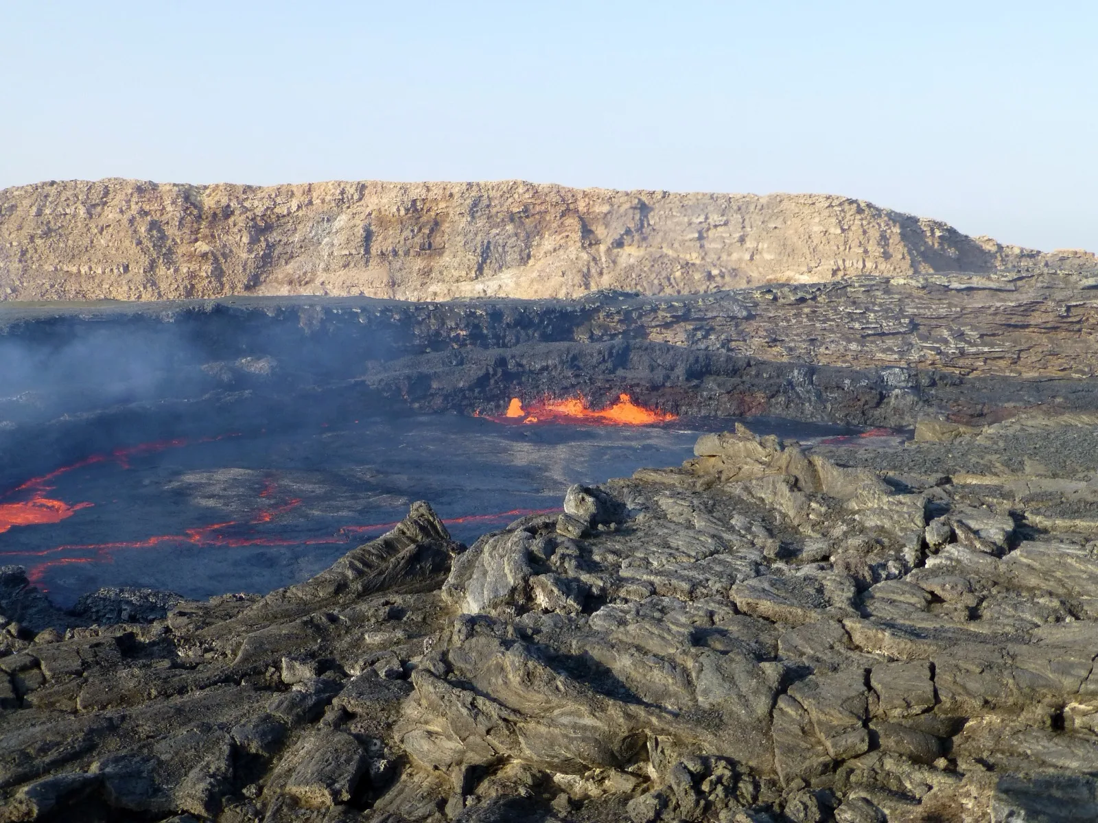 Molten lava in the crater lake of Erta Ale