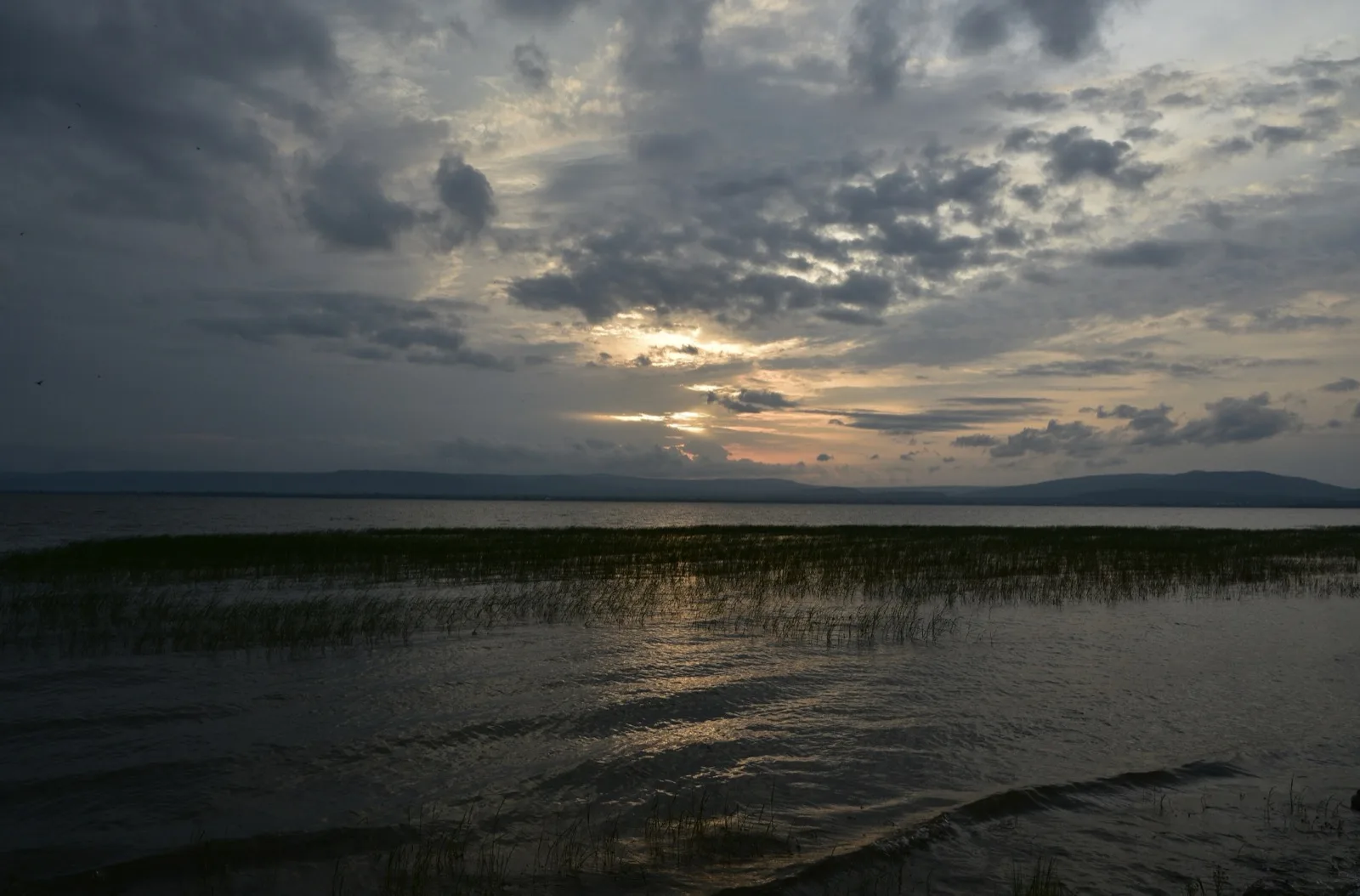 Sunset over the calm surface of Lake Hawassa