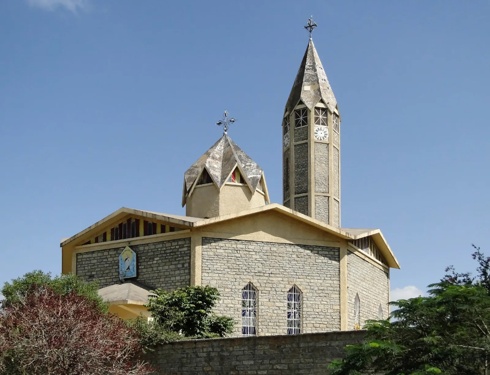 A church building and bell tower in Mekele