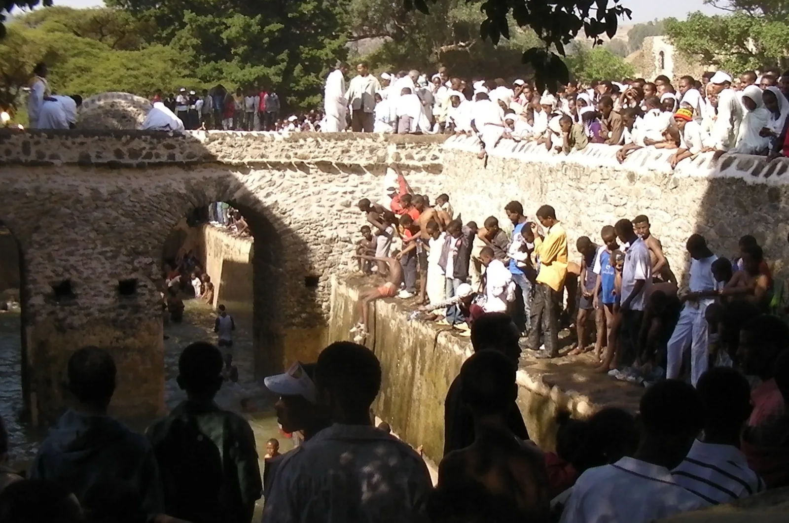 Crowds at Fasilides Bath in Gondar during Timkat